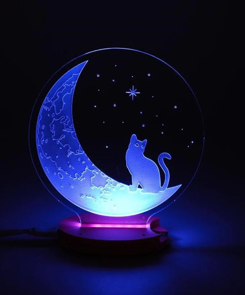 Gato y luna 851x1024 - Lámpara gato y luna