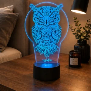 Lámpara LED personalizada búho con nombre personalizado