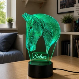 Lámpara LED personalizada caballo con nombre personalizado