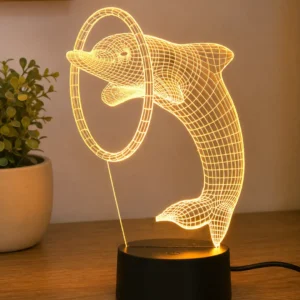 Lámpara LED personalizada Delfín con Aro con nombre