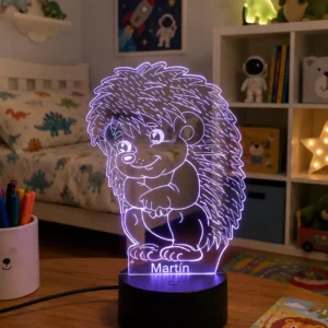 Lámpara LED personalizada erizo con nombre para bebés y niños