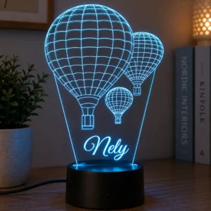 Lámpara LED personalizada Globo Aerostático decorativa grabada en metacrilato