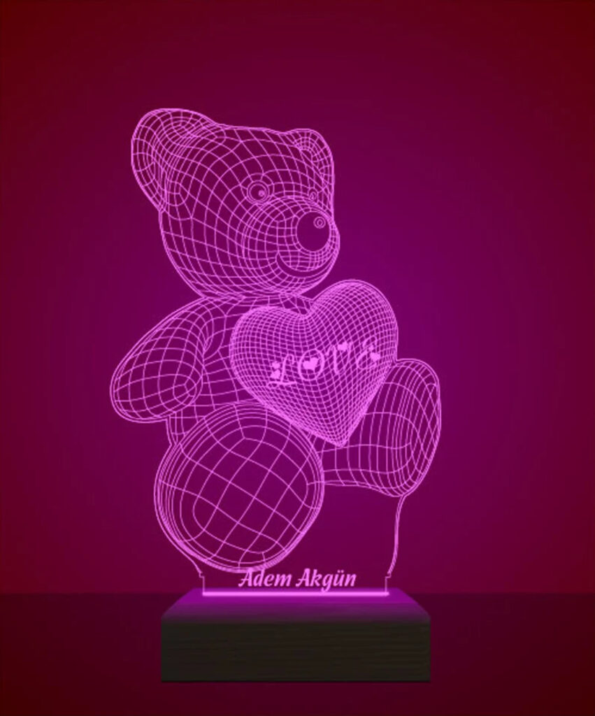 Oso corazon 851x1024 - Lámpara oso corazón