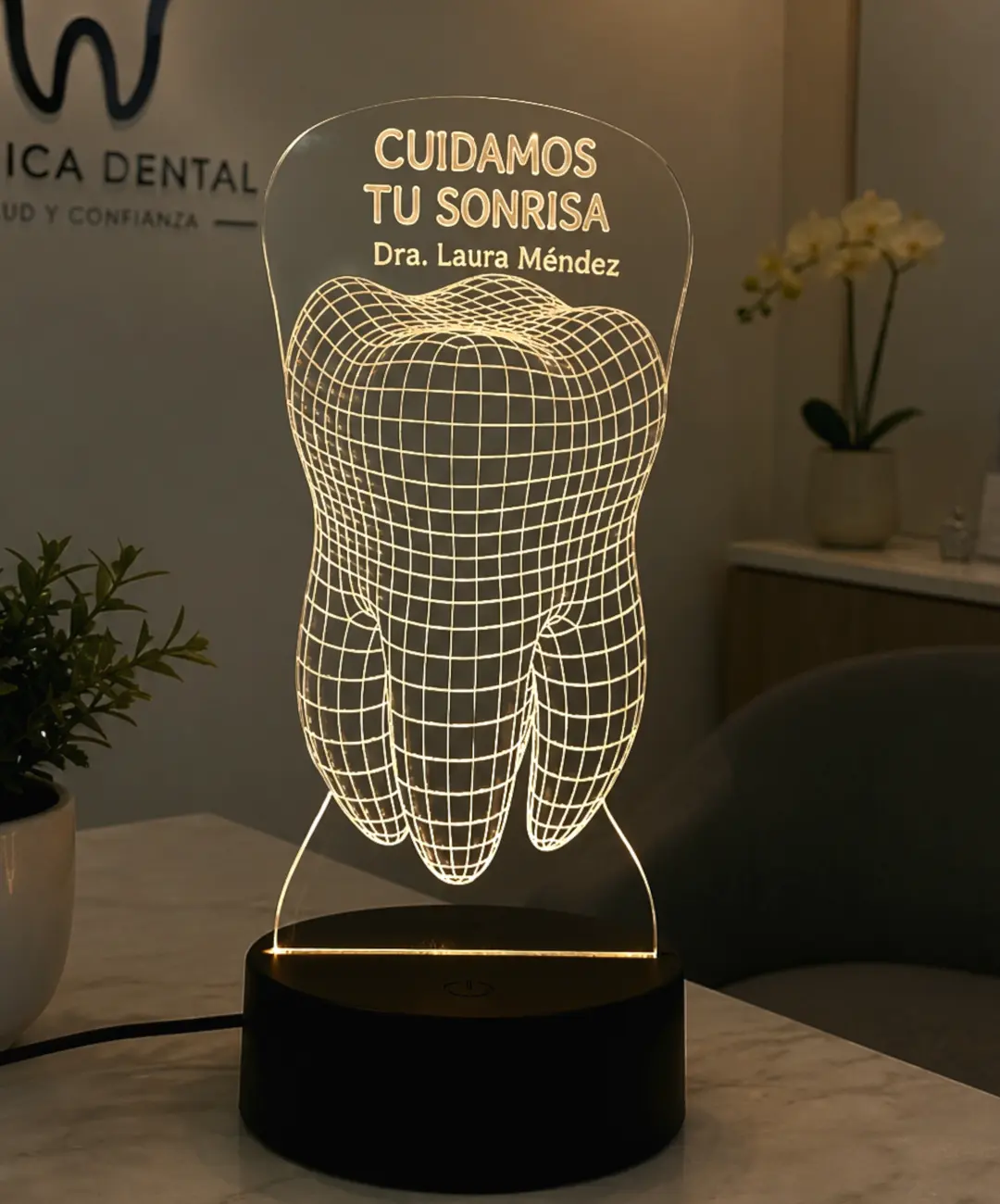 Lámpara LED personalizada Diente con nombre