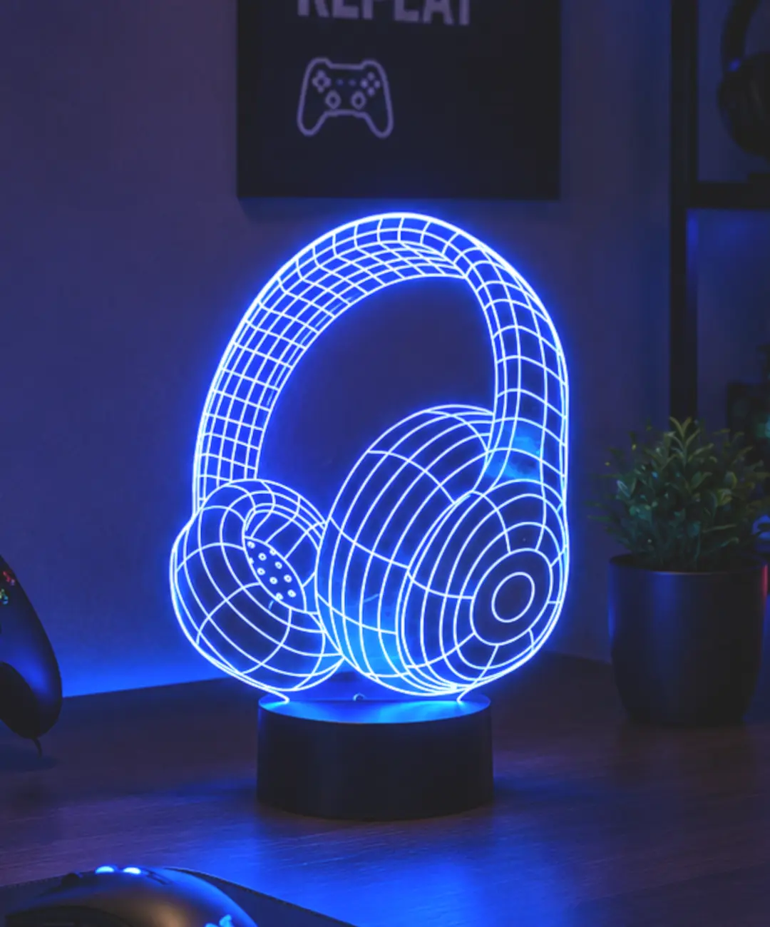 Lámpara LED personalizada auriculares con nombre personalizado