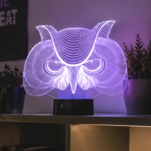 Lámpara LED personalizada búho cabeza con nombre personalizado