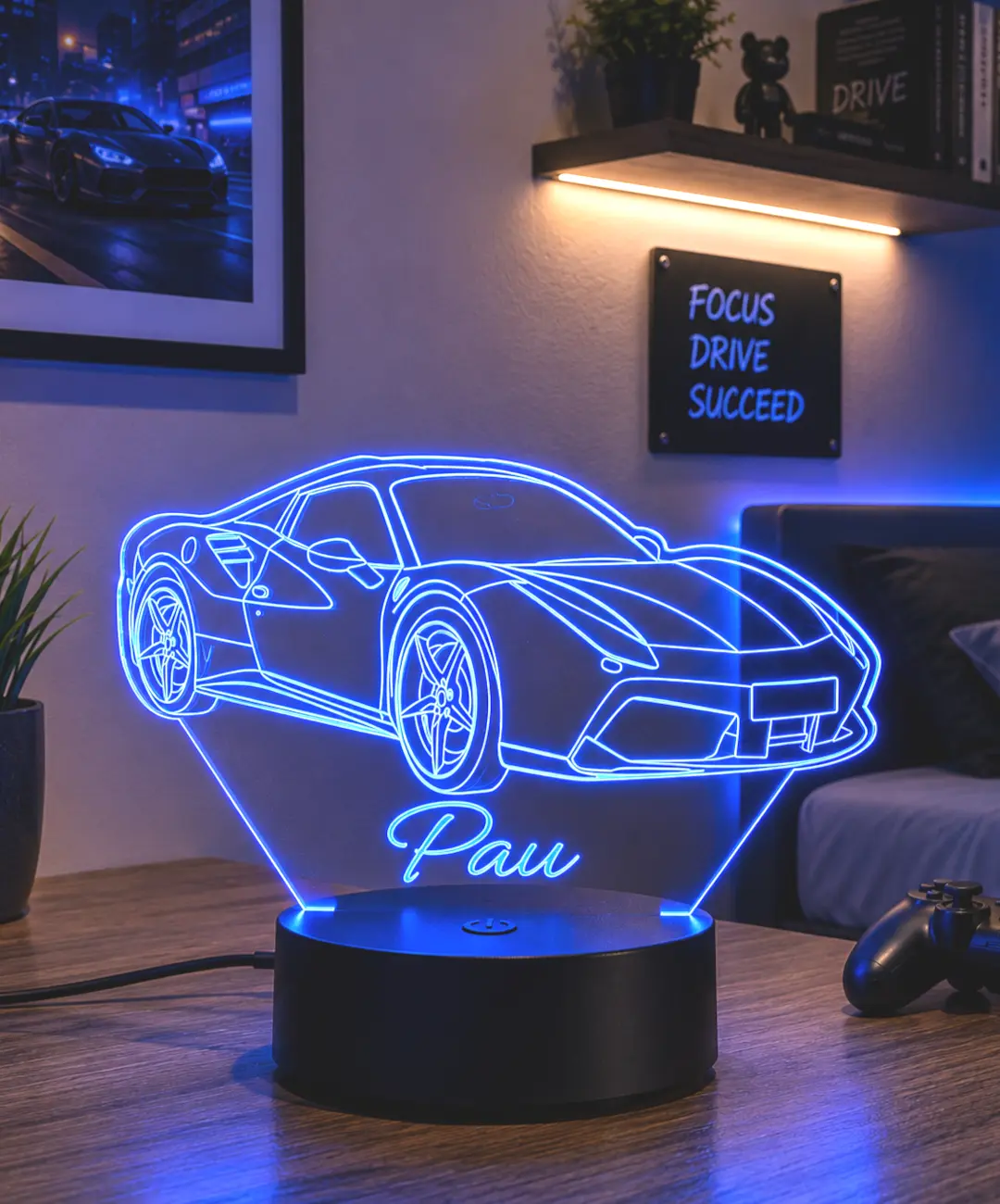 Lámpara LED personalizada coche con nombre personalizado