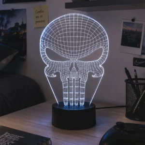 Lámpara LED personalizada Punisher Skull con nombre grabado