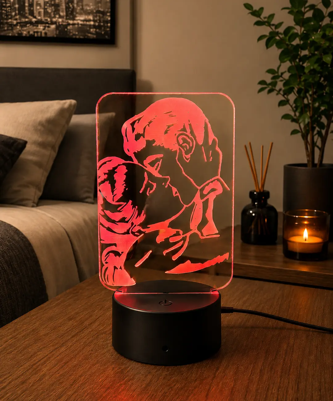 Lámpara LED personalizada beso romántico para parejas