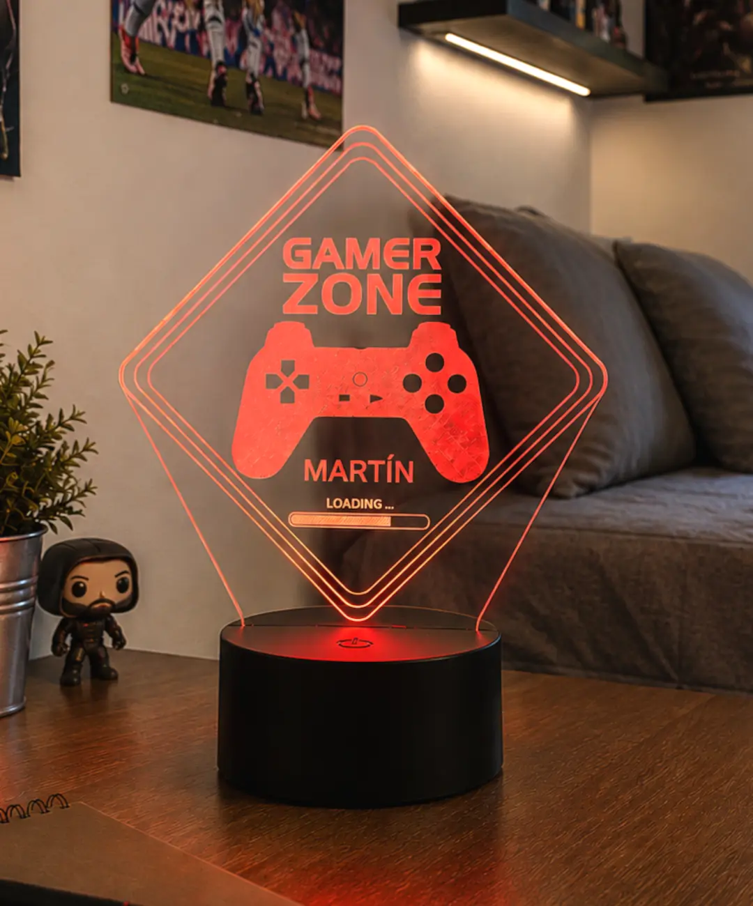Lámpara LED personalizada Gamer Zone con nombre