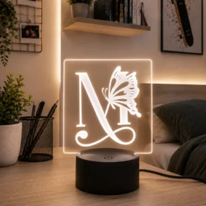 Lámpara LED personalizada con inicial y nombre