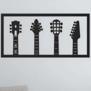 Cuadro troquelado de cuatro mástiles de guitarras