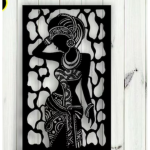 Cuadro troquelado en maders que representa una elegante mujer africana