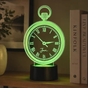 Lámpara LED personalizada Reloj de Bolsillo con nombre grabado