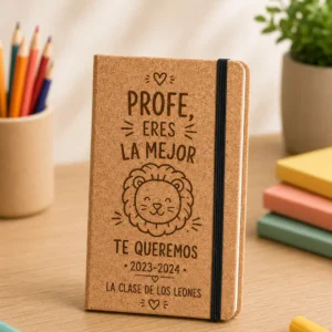 Bloc de notas de corcho personalizado con nombre, logo o texto grabado