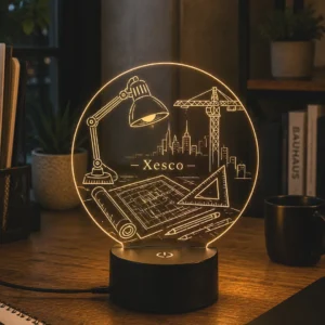 Lámpara LED personalizada arquitecto con nombre grabado sobre metacrilato