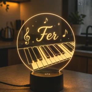 Lámpara personalizada teclas de piano con nombre grabado en metacrilato
