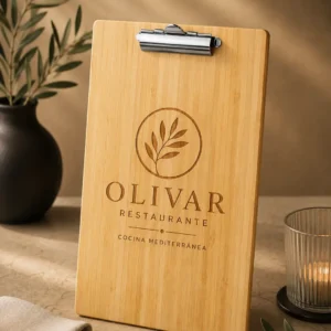 Portafolios de bambú personalizado para menús de restaurante y documentación