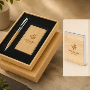 Set Jarviner personalizado con bolígrafo y tarjetero de bambú y metal