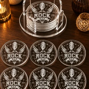 Posavasos de metacrilato personalizados con soporte y grabado láser