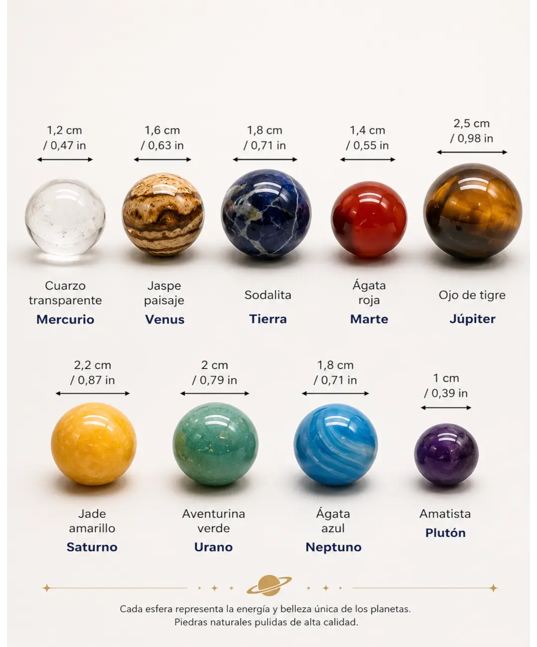 Esferas de piedras naturales del Sistema Solar personalizado